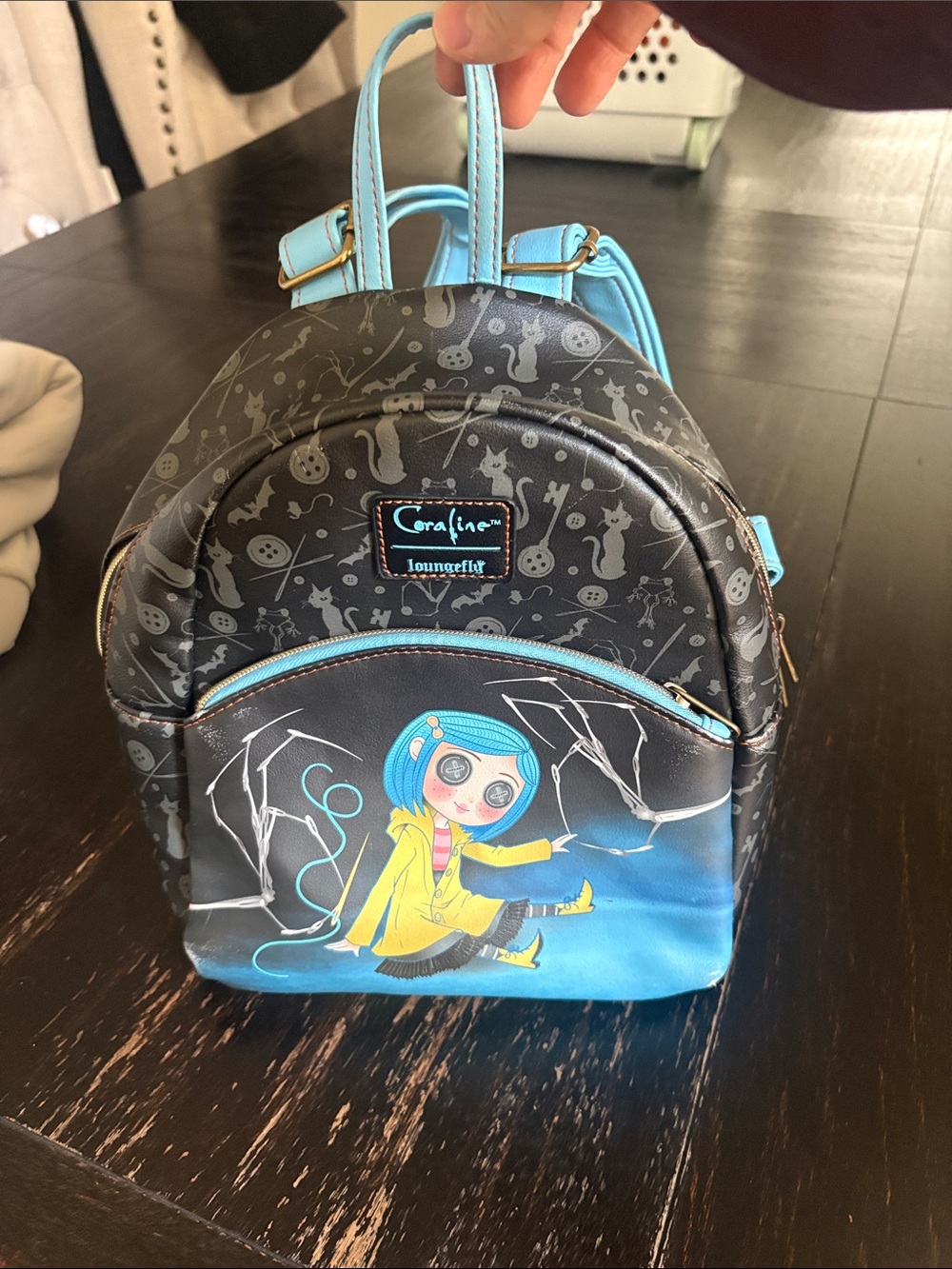 Loungefly Black & Blue Coraline Mini Backpack for Kids